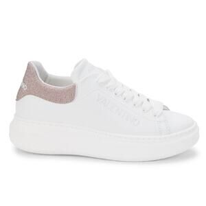 Valentino by Mario Valentino Fresia Leather Platform Sneaker White Rose Size 8.5